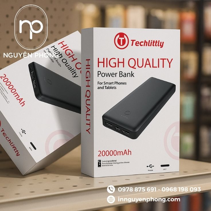 Mẫu hộp giấy đựng sạc dự phòng đẹp 